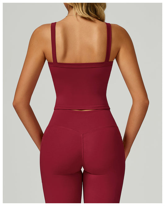 Double-Shoulder Strap Yoga Vest Nude Feel Beauty Back Slim Fit Sports Vest Outdoor Running Sports Workout Clothes - Iyanka
