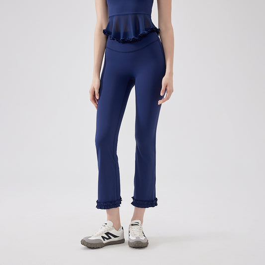 High Waist Lace Slimming Smoke Tube Cropped Pants Slim Fit Yoga Pants Women Hip Lifting Running Workout Pants Fitness Pants - Iyanka