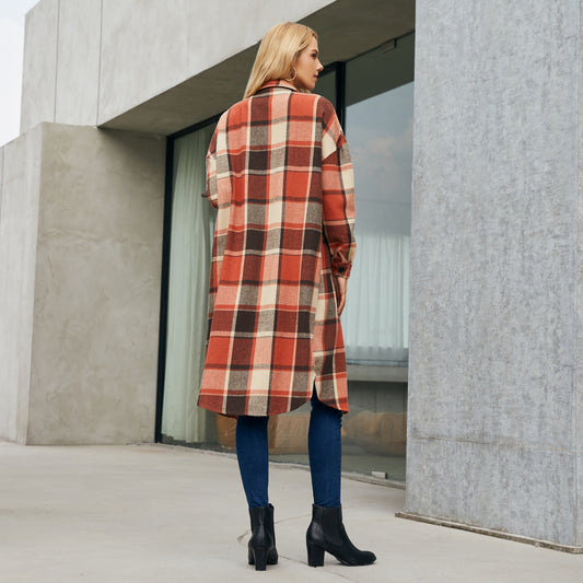 Women Clothing Mid Length Wind Coat Single Breasted Pocket Retro Coat for Women - Iyanka