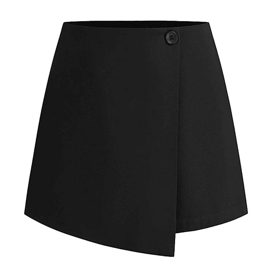 Women Clothing Irregular Asymmetric Stretch Pantskirt Summer High Waist Zipper Button Culottes for Women