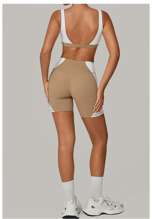 Autumn Sand Backless Yoga Clothes Color Matching Tight Quick Drying Fitness Clothes Medium Tenacity Sports - Iyanka