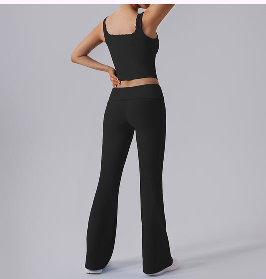 High Waist Tight Yoga Bell Bottom Pants Wide Leg Outerwear Bell-Bottom Pants Women Hip Lifting Casual Fitness Running Workout Pants - Iyanka