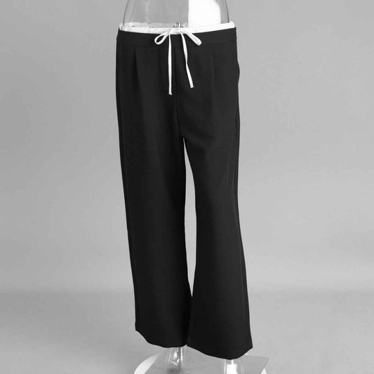 Loose Spring Faux Two-Piece Lace-Up Office Work Trousers