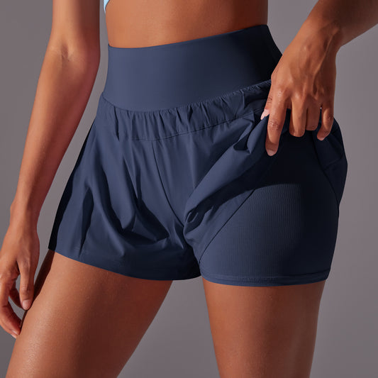 Cool Feeling Tennis Pants Waist Tight Slimming Leggings Running Fitness Pants Solid Color Skin Friendly Sports Yoga Shorts for Women - Iyanka