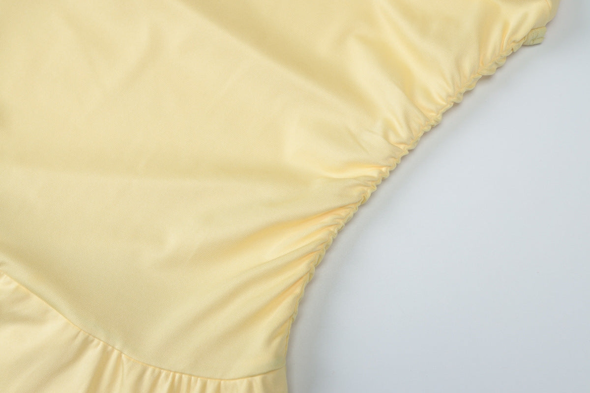 Summer Sexy V neck Solid Color Fresh Air Slim Short Princess Sling Dress