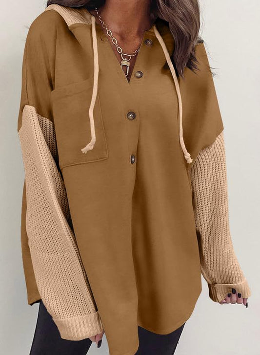 Fall Winter Women Clothing Sweater Patchwork Hoodie Casual Coat for Women - Iyanka