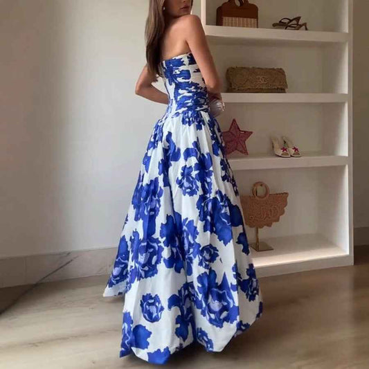 French Socialite Dress Tube Top High Waist Pleated Design Pettiskirt Women Dress