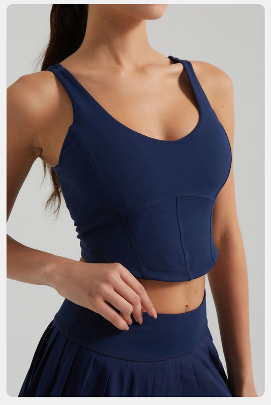 Short Slim Fit Slimming Sports Vest Women with Chest Pad Nude Feel Skin-Friendly Beauty Back Sleeveless Fitness Yoga Wear Top Women - Iyanka