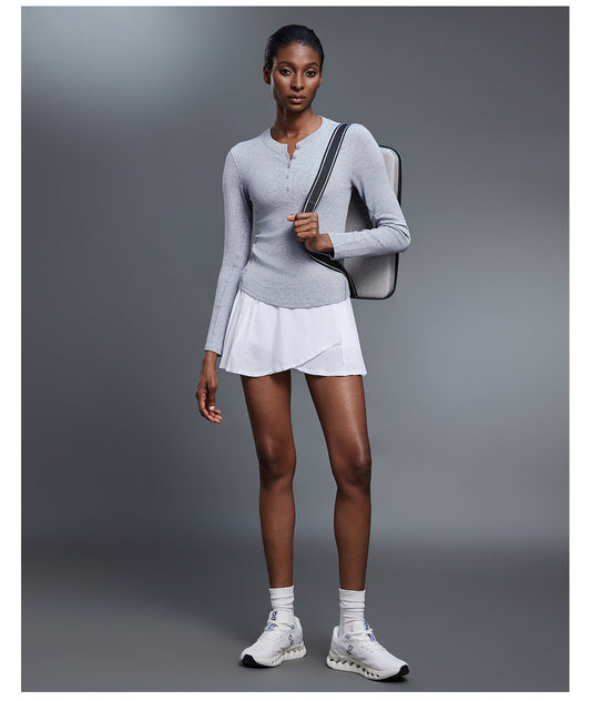 Autumn Casual All Match Henley Shirt Modal Skin Friendly Sports Top Fitness Yoga Long Sleeve T shirt Women - Iyanka