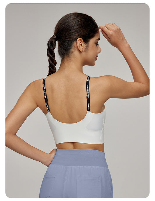 Medium Tenacity Sports Underwear Women One Piece Fixed Cup Yoga Bra Sports Running Workout Beauty Back Bra - Iyanka