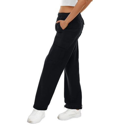 Autumn Winter Women Wide Leg Sweatpants Elastic Waist Loose Casual Workwear Trousers - Iyanka