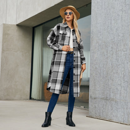 Women Clothing Mid Length Wind Coat Single Breasted Pocket Retro Coat for Women - Iyanka