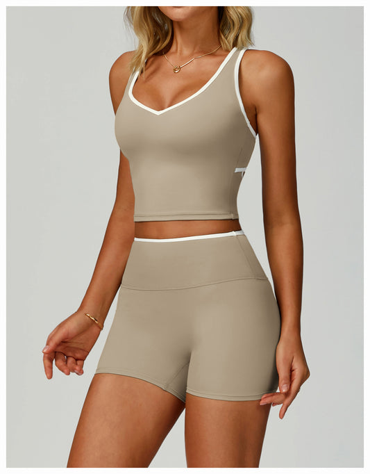 Contrast Color Binding Sports Vest Naked Women Feeling Hollow Out Cutout out Beauty Back Exercise Underwear Skinny Running Workout Clothes - Iyanka