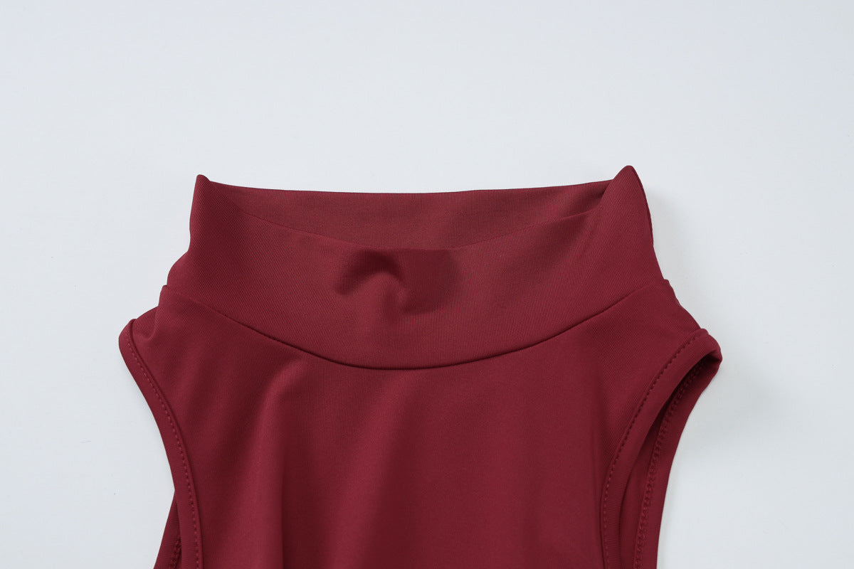 Summer Women Clothing Turtleneck Sleeveless Sexy Backless Slim Fit Waist Tight Dress