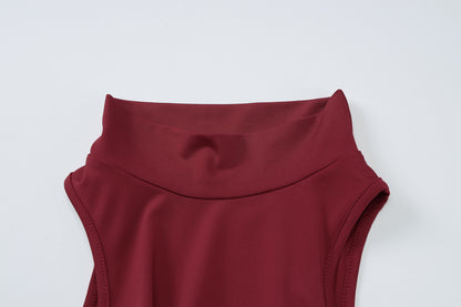 Summer Women Clothing Turtleneck Sleeveless Sexy Backless Slim Fit Waist Tight Dress
