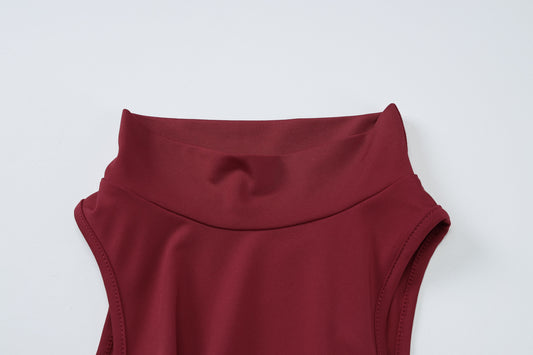 Summer Women Clothing Turtleneck Sleeveless Sexy Backless Slim Fit Waist Tight Dress