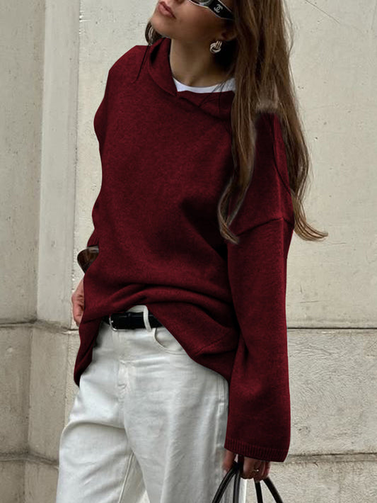 Casual Minimalist Long Sleeve Hooded Sweater Woolen - Iyanka