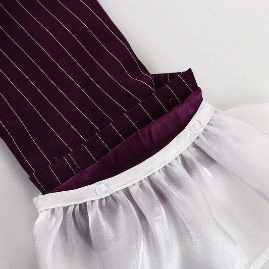 Spring Autumn Elegant Striped Blazer Women Design Lace Bell Sleeve Loose Casual - Iyanka