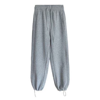 Sports Pink Drawstring Sweatpants for Women Autumn Winter Thermal Velvet Thickened Ankle Banded Pants - Iyanka