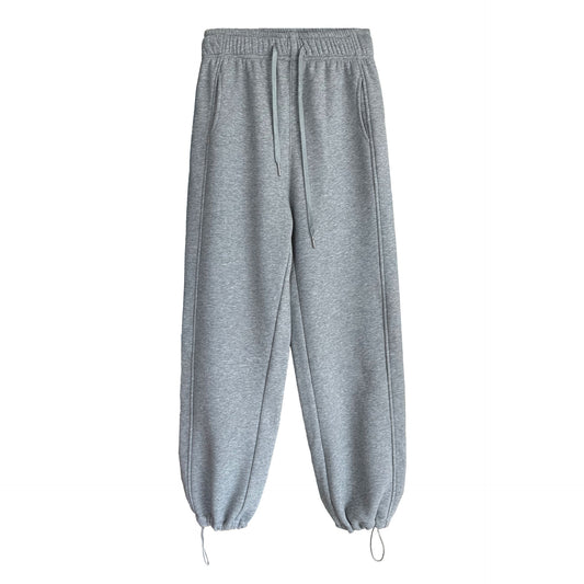 Sports Pink Drawstring Sweatpants for Women Autumn Winter Thermal Velvet Thickened Ankle Banded Pants - Iyanka