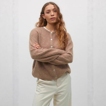 Soft Glutinous Lazy All Floral Velvet Shell Button Cardigan | Knitted round Neck Everyday - Iyanka