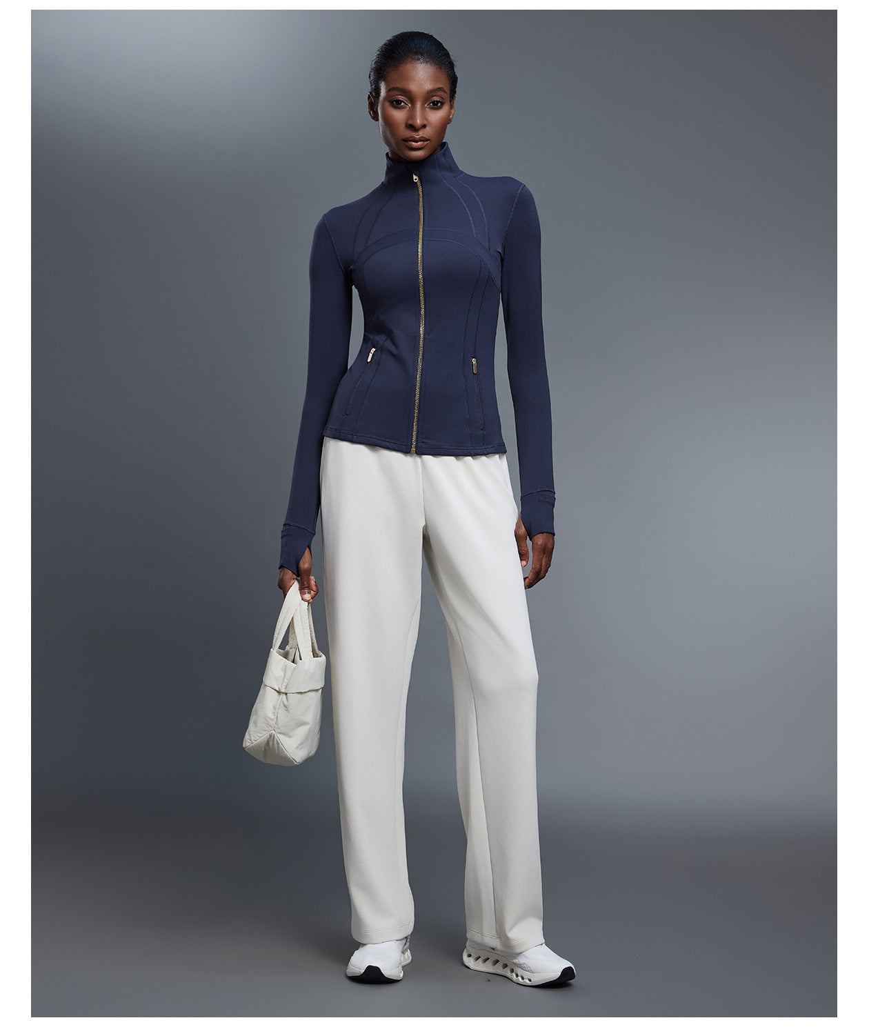 Stand Collar Zipper Yoga Clothes Coat Women Cardigan Running Sports Jacket Waist Tight Thin Fitness Clothes - Iyanka