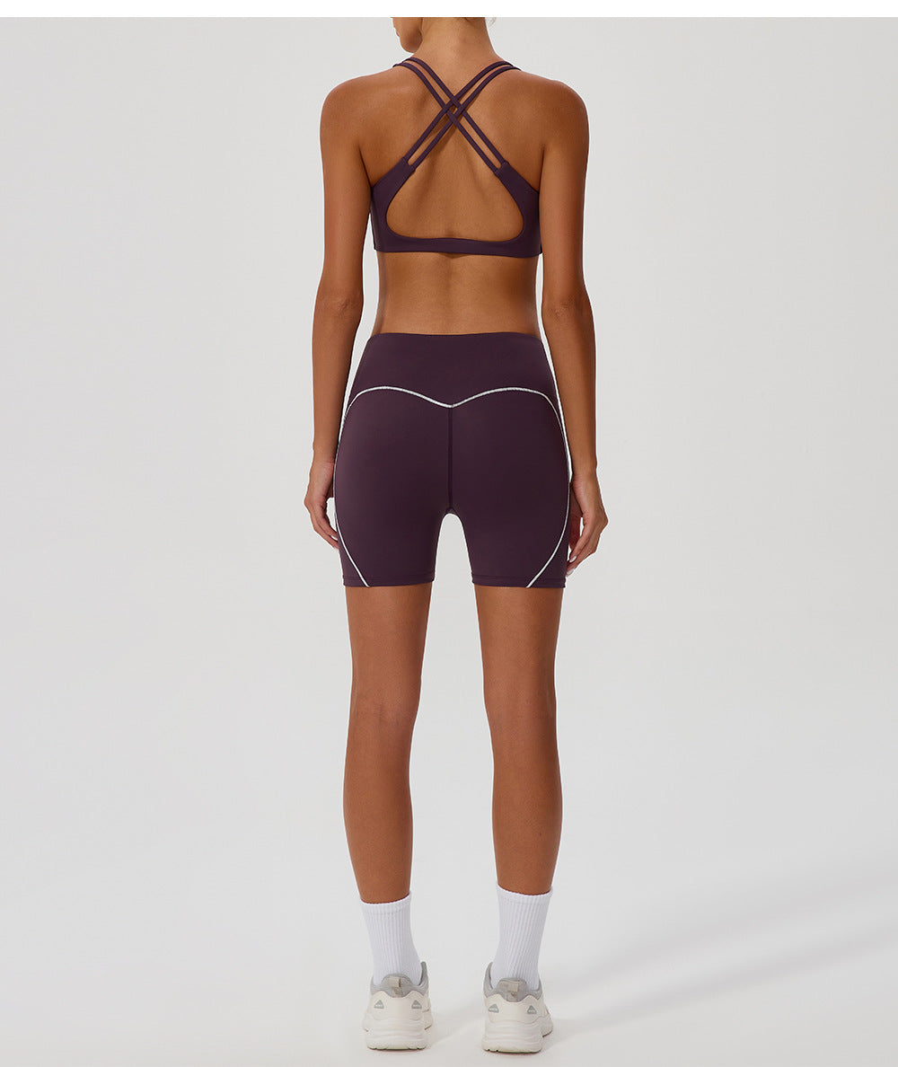 Cross Love Yoga Bra Women Sling with Chest Pad Outer Wear Workout Clothes Outdoor Sports Underwear - Iyanka
