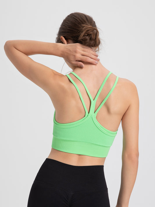 Sports Underwear Women Spaghetti Strap Beauty Back Faux Two Piece Sports Underwear Yoga Workout Clothes Bra Vest - Iyanka