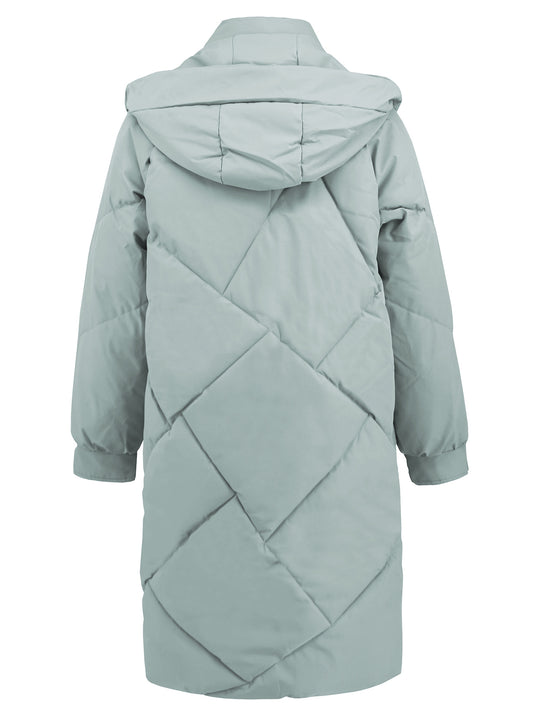 Autumn Winter Women Clothing Mid Length Cotton Padded Coat Stand Collar Hooded Long Sleeve Thermal Slim Fit Cotton Padded Coat - Iyanka