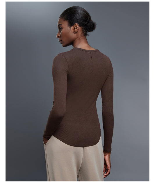 Soft Skin Friendly Sports T shirt Women Elastic Slim Fit Slimming Fitness Yoga Wear Long Sleeved Top - Iyanka