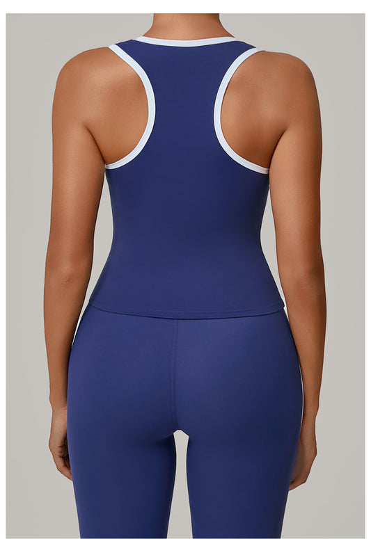 No Chest Pad Stitching Contrast Color Beauty Back Yoga Vest Quick Drying Workout Top Outer Wear Running Exercise Vest Women - Iyanka