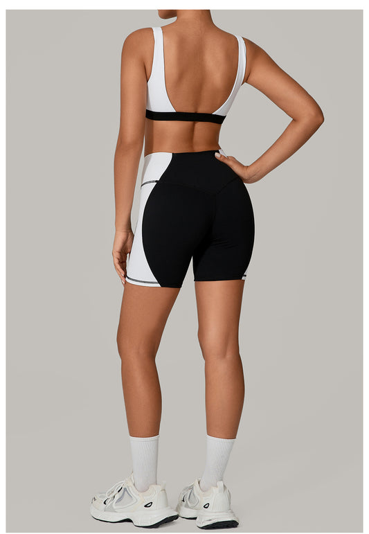 Autumn Sand Backless Yoga Clothes Color Matching Tight Quick Drying Fitness Clothes Medium Tenacity Sports - Iyanka