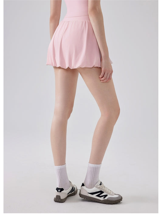 Nude Feel Girl Tennis Skirt High Waist Anti Exposure Bottom Breathable Pocket Puffy Running Sports Skirt - Iyanka