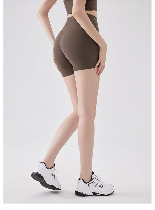 Nude Feel Three Points High Elastic Tight Bum Lift Shorts Women Yoga Workout Clothes Belly Contracting Exercise Running Training Pants - Iyanka