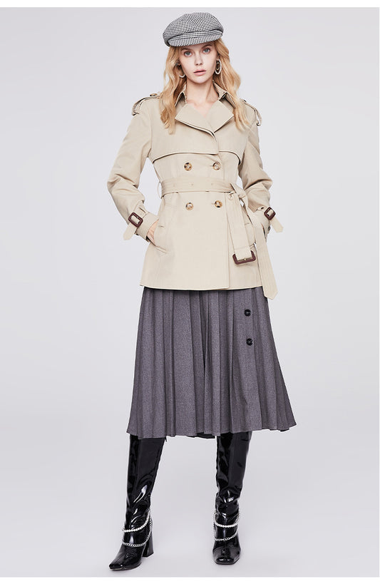 Trench Coat for Women Autumn Winter Women Overcoat Double Breasted Short Coat for Women - Iyanka