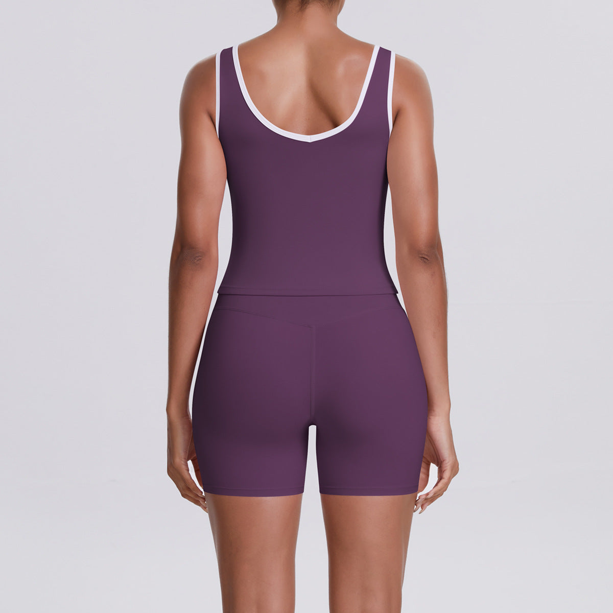 Cross High Top Sports Women Contrast Color Backless Tight Nude Feel Yoga Running Fitness Yoga Wear - Iyanka