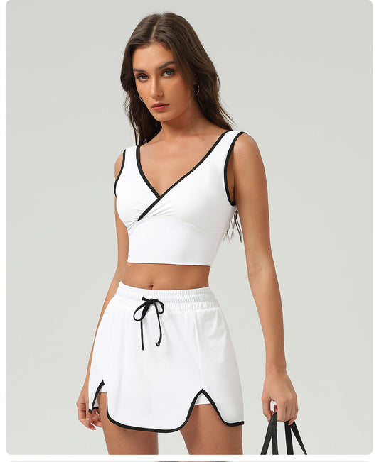 Summer Sports Casual Suit Running Exercise Vest Short Skirt Golf Suit Badminton Tennis Women - Iyanka