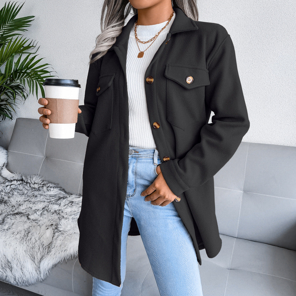 Autumn Winter Single Breasted Woolen Coat Outerwear Women Clothing - Iyanka