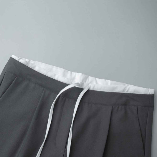 Loose Spring Faux Two-Piece Lace-Up Office Work Trousers
