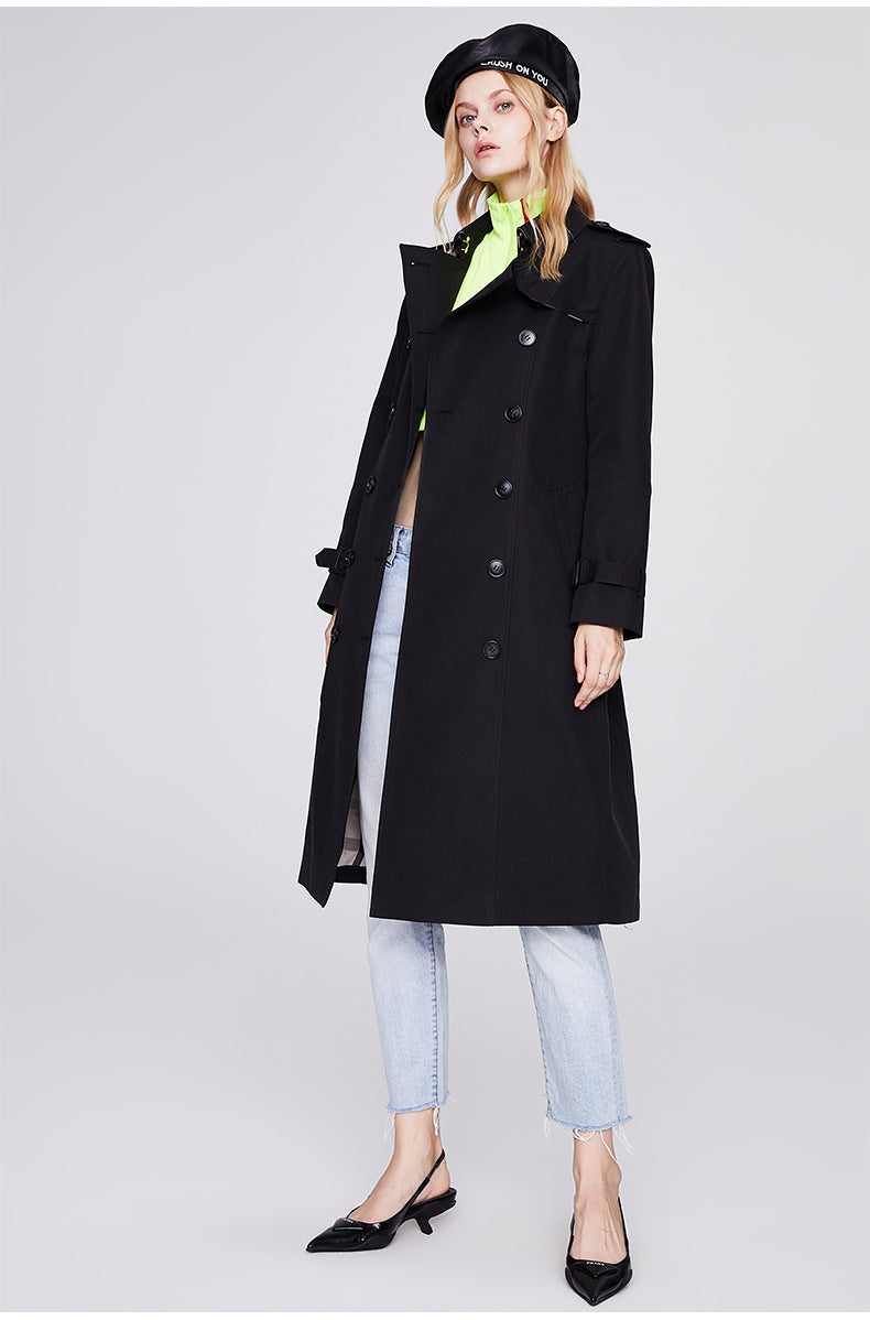 Autumn Trench Coat Women Long Trench Coat Popular Slim Fit Solid Color Non-Wrinkle Coat - Iyanka