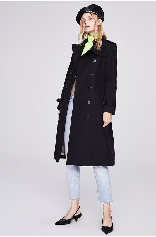 Autumn Trench Coat Women Long Trench Coat Popular Slim Fit Solid Color Non-Wrinkle Coat - Iyanka