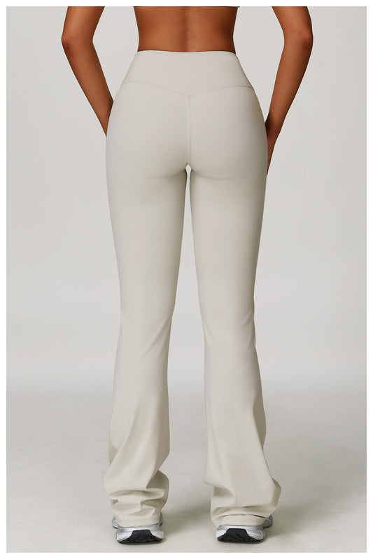 Brushed High Waist Yoga Trousers Tight Wide Leg Bell Bottoms Running Sports Fitness Bootcut Trousers - Iyanka