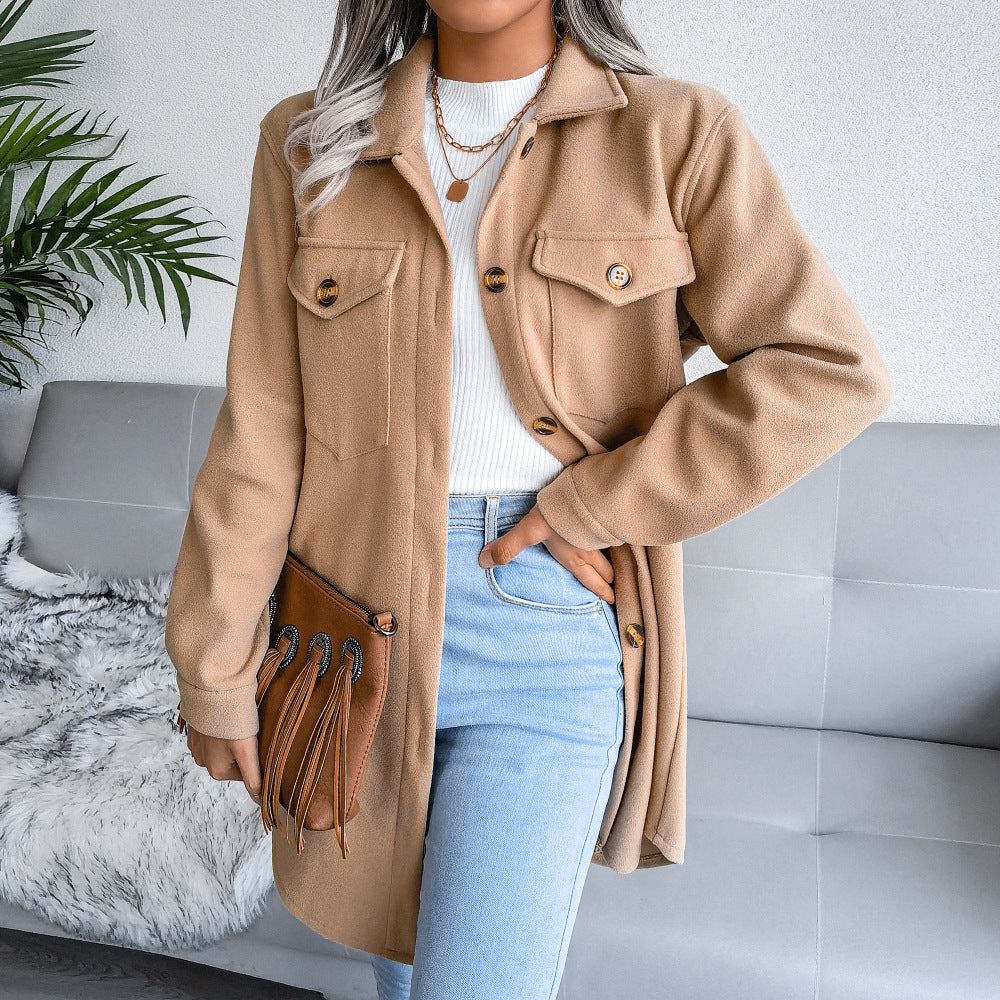 Autumn Winter Single Breasted Woolen Coat Outerwear Women Clothing - Iyanka
