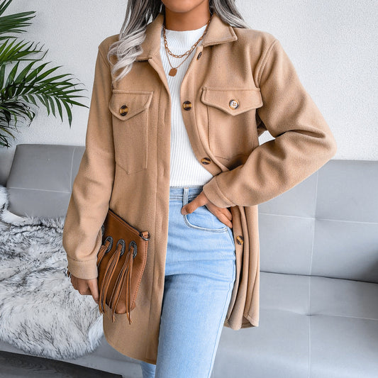 Autumn Winter Single Breasted Woolen Coat Outerwear Women Clothing - Iyanka