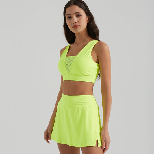 Sports Two Piece Sets Women Yoga Clothes Sports Vest Breathable Slim Fit Anti Exposure High Waist Slimming Tennis Yoga Skirts Women - Iyanka