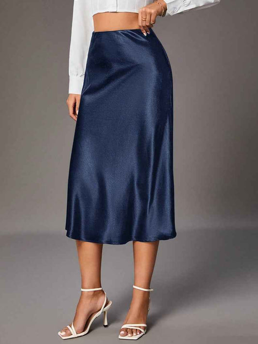Women Clothing Brand Satin Satin Skirt High Sense Small Artificial Silk Skirt Women Skirt