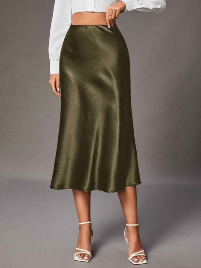Women Clothing Brand Satin Satin Skirt High Sense Small Artificial Silk Skirt Women Skirt