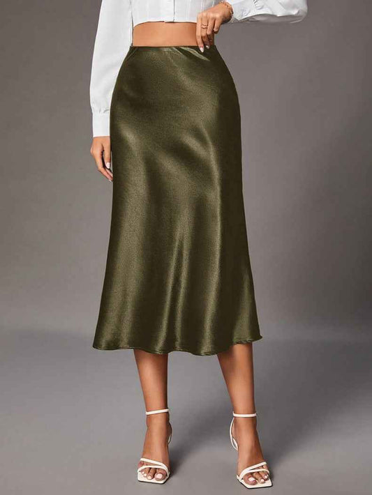 Women Clothing Brand Satin Satin Skirt High Sense Small Artificial Silk Skirt Women Skirt