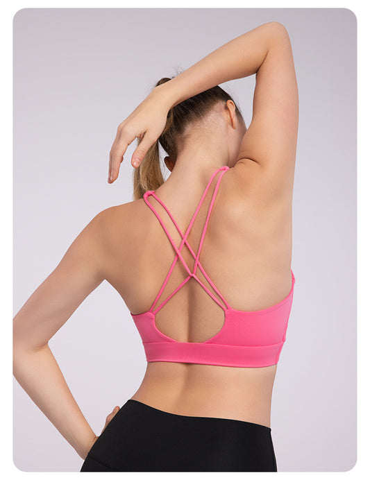 Cross Beauty Back Yoga Vest Women Strong Support Sports Underwear with Chest Pad Medium Tenacity All Match Workout Bra - Iyanka