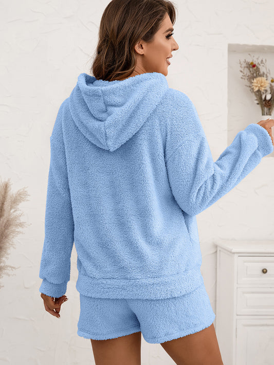 Plush Hooded Sweater Set Casual Homewear Double-Sided Plush Two-Piece Set Women - Iyanka